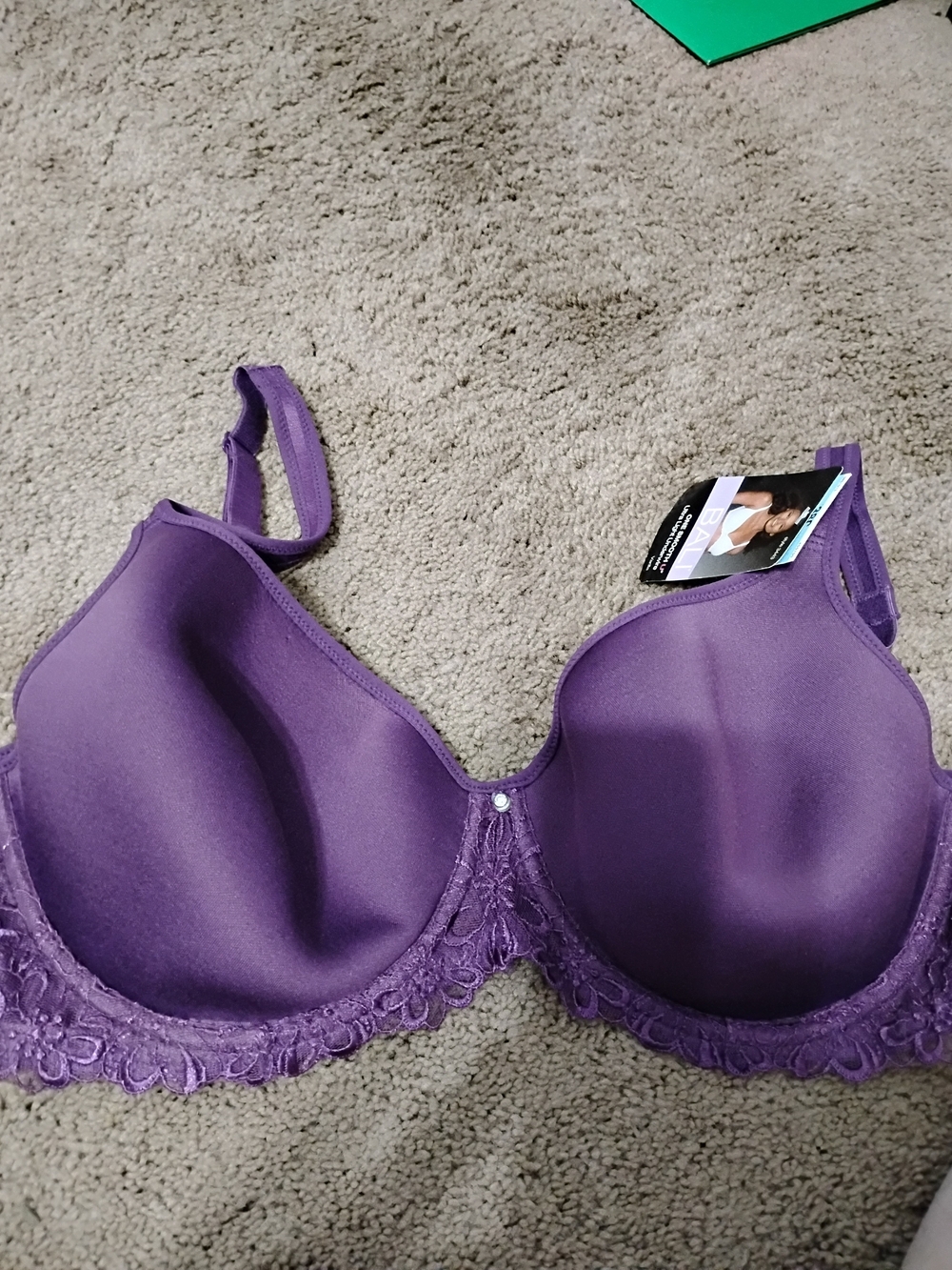 Bali Deep Purple Lace-Trim T-Shirt Bra Nwt 38C